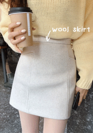 ウールブレンド台形スカート